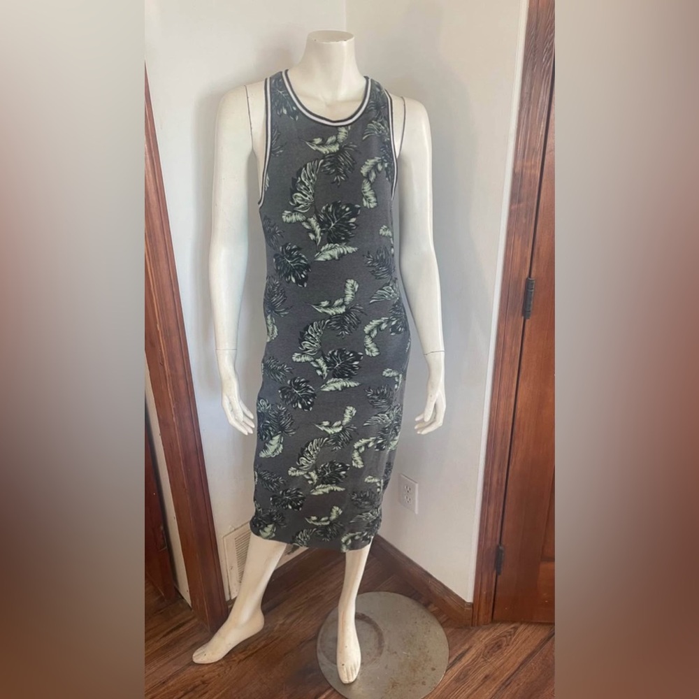 Superdry Charcoal Leaf Print Midi Dress